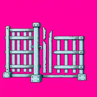 fence corner, damaged
