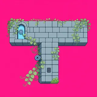 wall T junction, overgrown