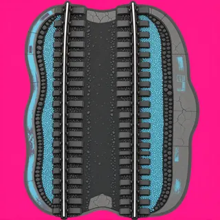 wheel tracks, elongated arrangement