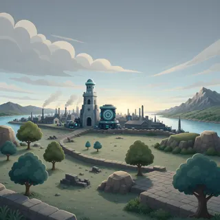 distant stronghold at daybreak