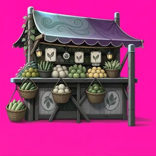 overgrown market stall