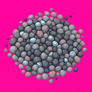 spilled pebbles, clustered arrangement