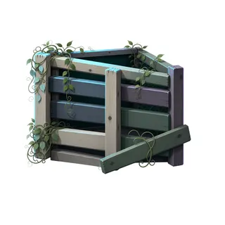 overgrown wooden crate