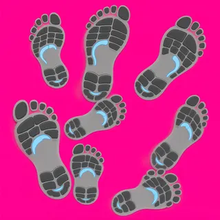 footprints, irregular arrangement