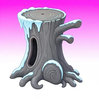 frosted tree stump