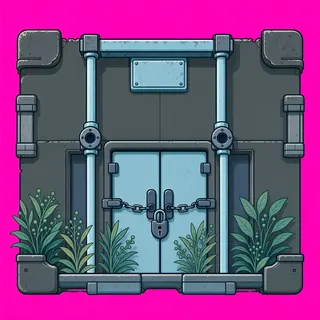 door locked, overgrown