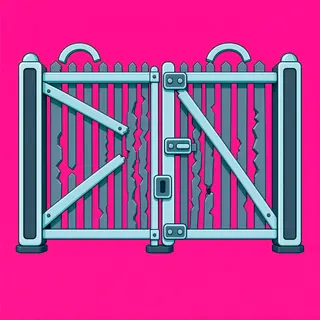 fence gate closed, damaged