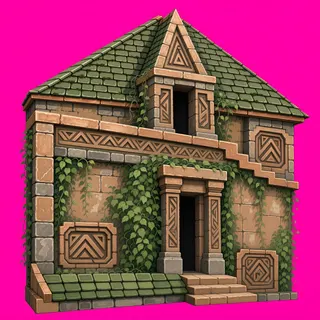 roof outer corner, overgrown