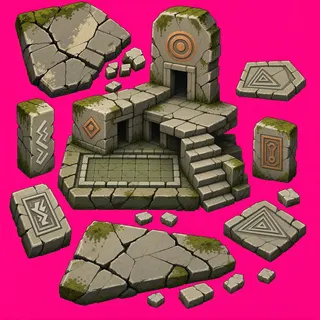 broken fragments, sparse arrangement
