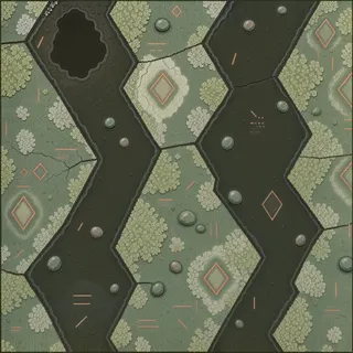 lichen-speckled wet mud