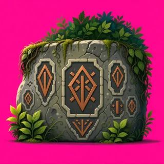 overgrown large boulder