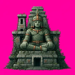 overgrown statue