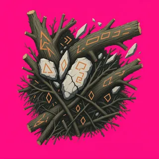 scattered twigs, irregular arrangement