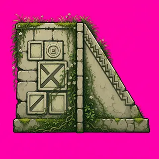 wall outer corner, overgrown