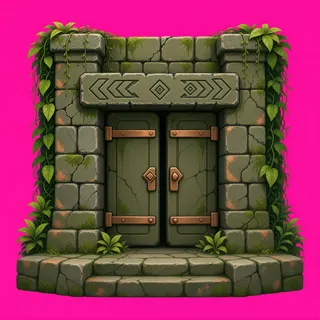 door closed, overgrown