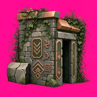 overgrown stone wall section