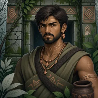 original adult artisan, determined expression