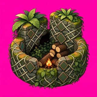 overgrown campfire ring