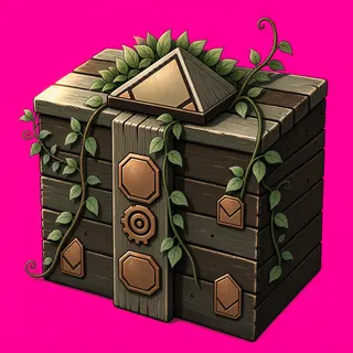overgrown wooden crate