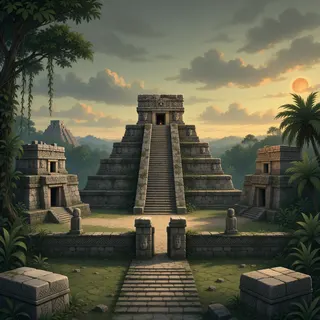 ancient landmark at dusk