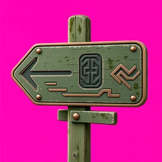 weathered wayfinding sign without text