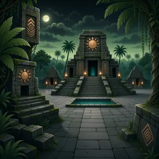 hidden shrine at moonlit night