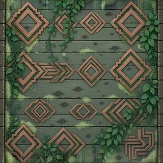overgrown weathered plank floor