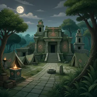 quiet camp at moonlit night