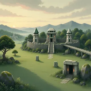 distant stronghold at daybreak