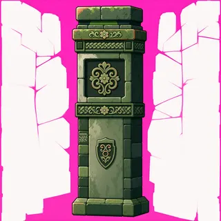 wall isolated pillar, overgrown
