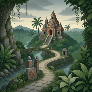 winding wilderness path at overcast twilight