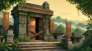 settlement entrance at daybreak