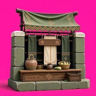 weathered market stall