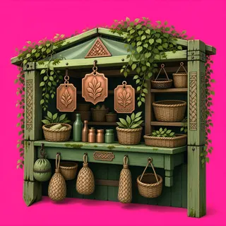 overgrown market stall