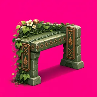 overgrown bench