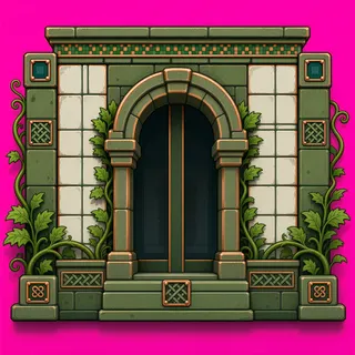 window frame, overgrown