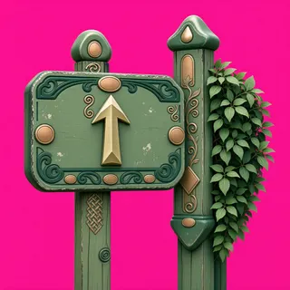 weathered wayfinding sign without text