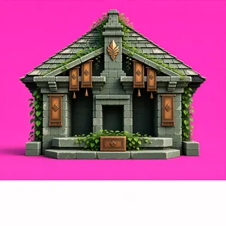 roof center, overgrown
