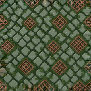 overgrown worn cobbles