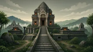ancient landmark at overcast twilight