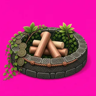 overgrown campfire ring