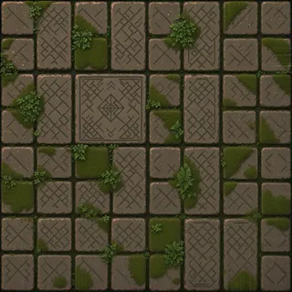 overgrown flat paving