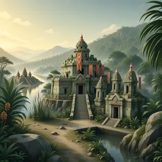 distant stronghold at daybreak