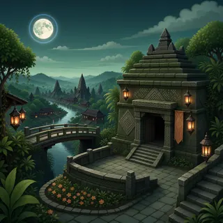 border overlook at moonlit night