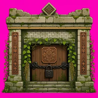 door locked, overgrown
