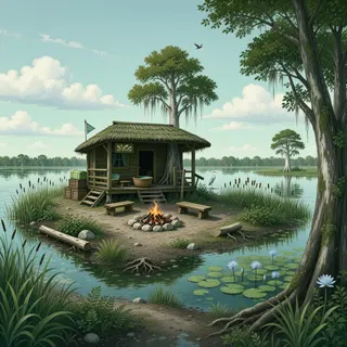 quiet camp at daylight
