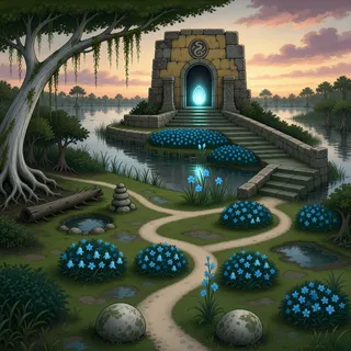 hidden shrine at dusk