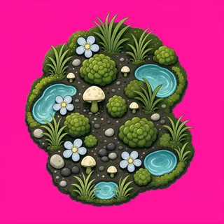 small moss patch, irregular arrangement