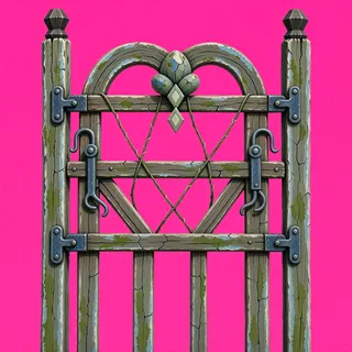 fence gate closed, weathered