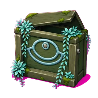 overgrown wooden crate
